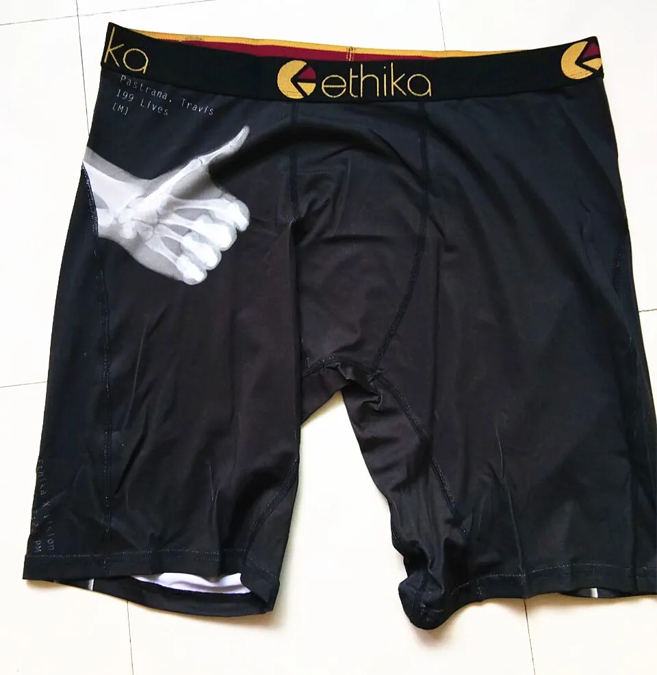 Ethika, мужские трусы брендовые, Спортивное нижнее белье, мужские, дышащие, полиэстер, спандекс, боксеры, длинные, мужские, с мультяшным принтом, мужские, боксеры, длинные ноги - Цвет: Skull