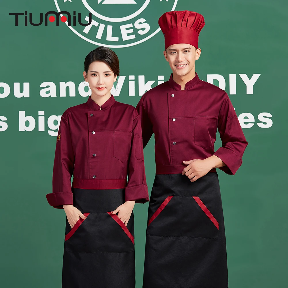 

Single Breasted Chef Uniforms Unisex Long Sleeved Cooking Coat Catering Restaurant Hotel Chef Waiter Work Jackets Wholesale Tops