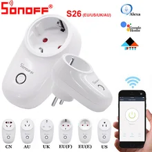 Sonoff S26 WiFi Wireless Smart Socket CN/AU/EU/UK/US Plug Smart Home Switch Power Sockets Work With Alexa Google home