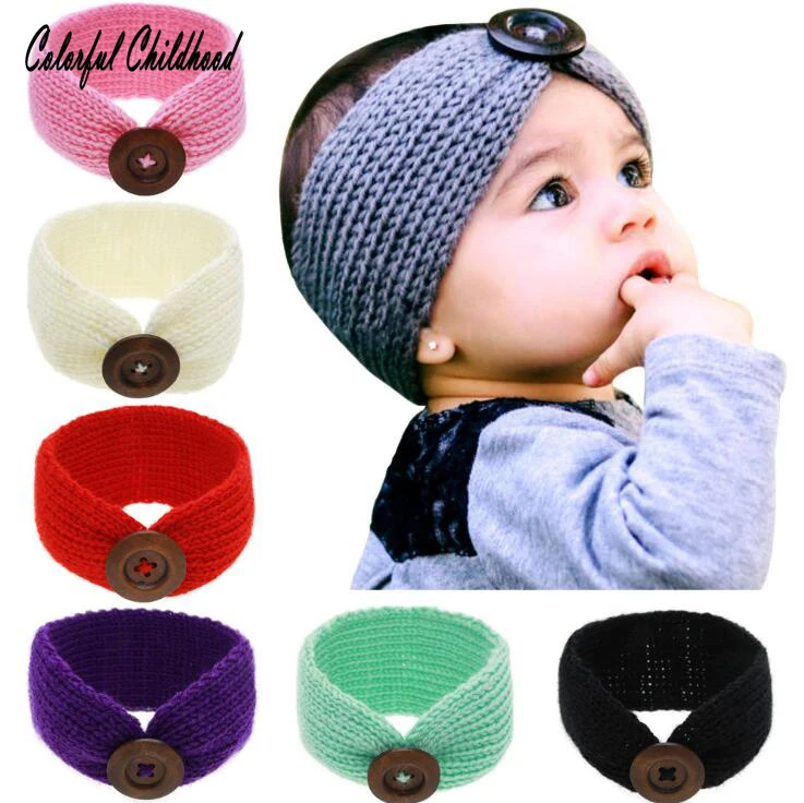 Unisex Baby Hair Bands Lovely Pure Color Knitted Woolen Yarn Hair Bands