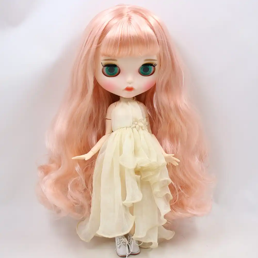 Кукла ICY DBS Blyth No.BL3139/1010 цвета шампанского розовые волосы резные губы матовые по