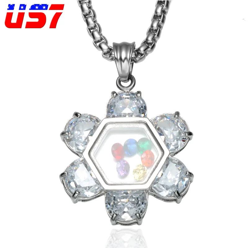 

US7 Hip Hop Iced Out Bling Stainless Steel Magen Star of David Female Pendant Necklaces Israel Judaica Hebrew Women Jewelry Gift