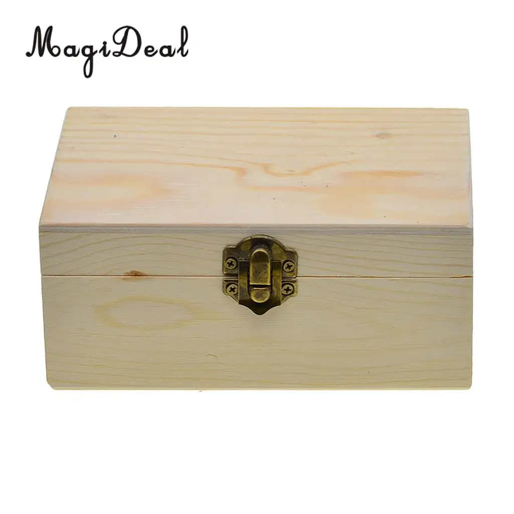 Rectangle Wooden Storage Box Plain Wood Box Jewelry Box Wedding Gift Makeup Cosmetic Small Gadgets Gift DIY Craft Box With Lid