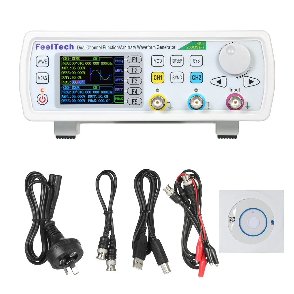 

High Precision Digital DDS Dual-channel Function Signal/Arbitrary Generator 250MSa/s 8192*14bits Frequency Meter VCO Burst