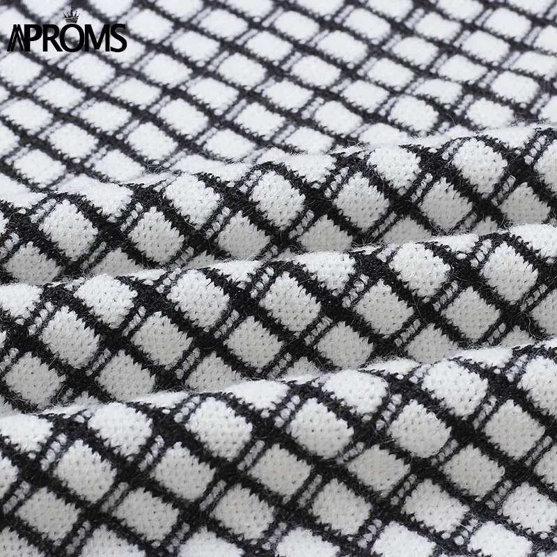 Aproms Elastic Plaid Knitting Long Cardigan Women Winter Sweater Knitted Cardigans Female Soft Casual Outwear Coat Pull Jumper Aproms Elastic Plaid Knitting Long Cardigan Women Winter Sweater Knitted Cardigans Female Soft Casual Outwear Coat Pull Jumper