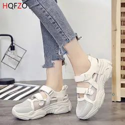 HQFZO/дышащие летние женские кроссовки на крючках; Tenis Plataforma; женская повседневная обувь; Летняя обувь; zapatillas mujer
