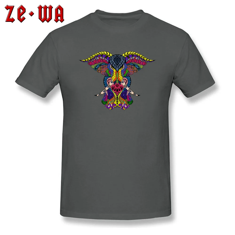 MK Tribal Elephant Colored Pure Cotton T Shirt for Men Design Top T-shirts Custom 2018 Newest O-Neck Tops Tees Short Sleeve MK Tribal Elephant Colored carbon