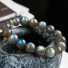 Из натурального прозрачного камня лабрадорита радужные Легкие круглые бусины красивый браслет 12 мм