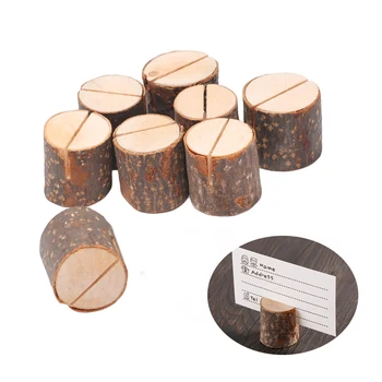 

2/5/10Pcs Fashion Original Natural Wooden Card Holders Photo Clips Wedding Ornaments Figurines Party Home Decor Note Stand