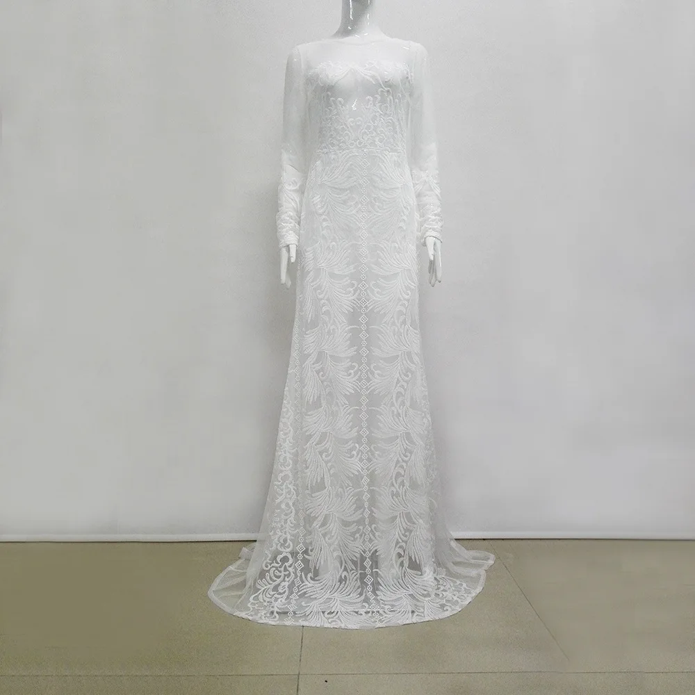 Вечернее Длинное белое кружевное платье макси для мероприятий Vestido De Renda Элегантное свадебное платье русалки сексуальное стильное облегающее платье с открытой спиной