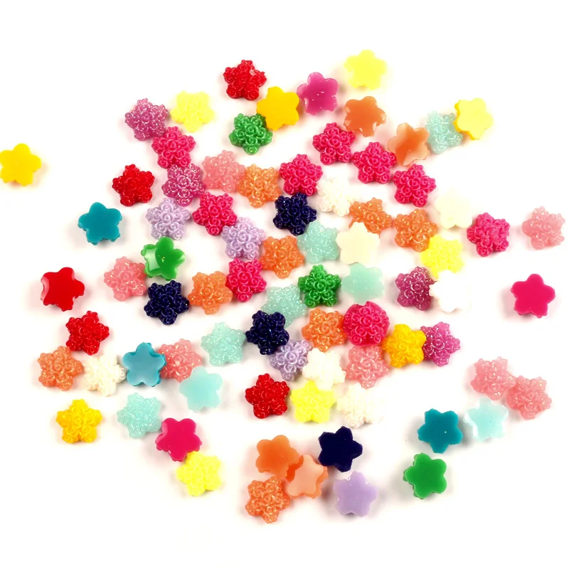 

LF 200Pcs Resin Flower 12x12mm Decoration Crafts Flatback Cabochon Embellishments For Scrapbooking Kawaii Cute Diy Accessories