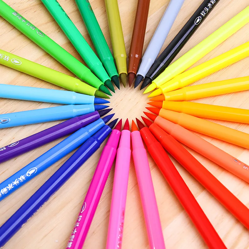 12 В/24 цвета моющиеся мягкая кисть для каллиграфии водный маркер-хайлайтер художественный маркер с рисунком героев из мультфильма, эскиз манга графическое для рисования