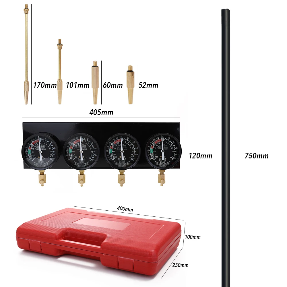 Профессиональный портативный топливный вакуумный карбюратор синхронизатор набор 4 манометра набор инструментов универсальный для мотоцикла автомобиля