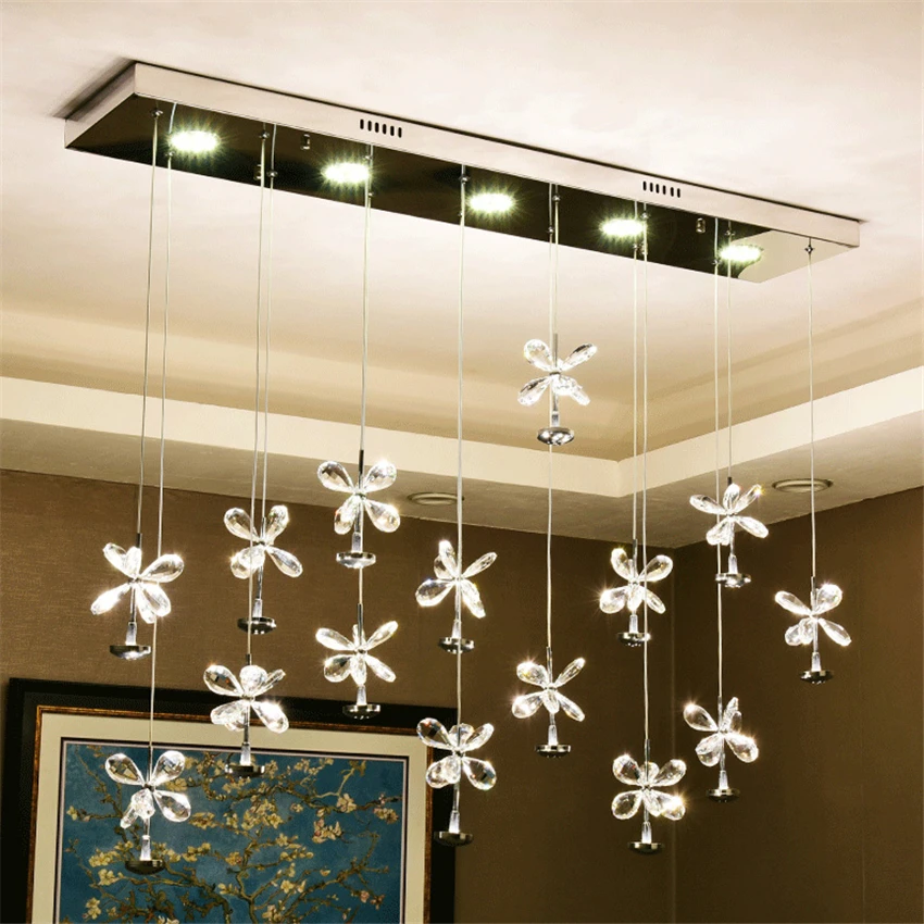 

Modern Lights Led Crystal Chandelier Bedroom Living Room Decor Bar Adjustable Pendant Lamps Hotel Lobby Lighting Hanging Lamps