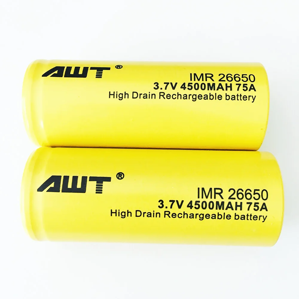 AWT 26650 механический мод батарея 4500mAh 75A Vape перезаряжаемая батарея 26650 светодиодный светильник-вспышка поисковый светильник 26650 батарея W048