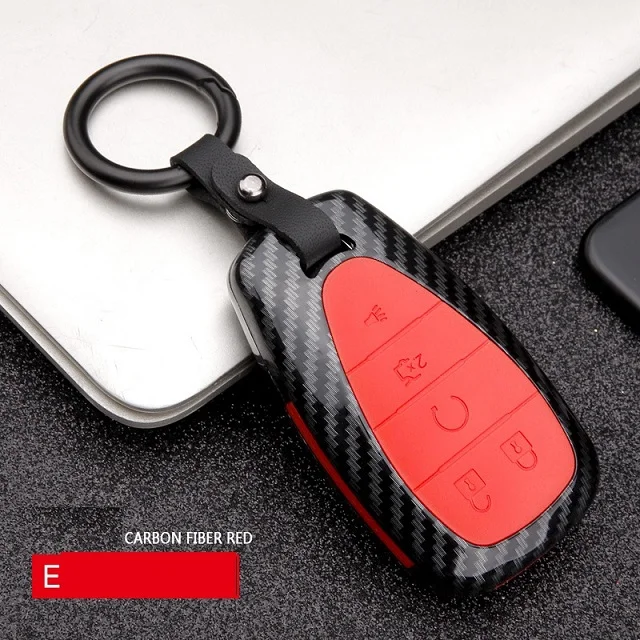 E Carbon red Автомобильный Стайлинг ABS углеродное волокно Автомобильный Дистанционный смарт-ключ чехол для CHEVROLET MALIBU EQUINOX CRUZE CAMARO - Название цвета: E Carbon red