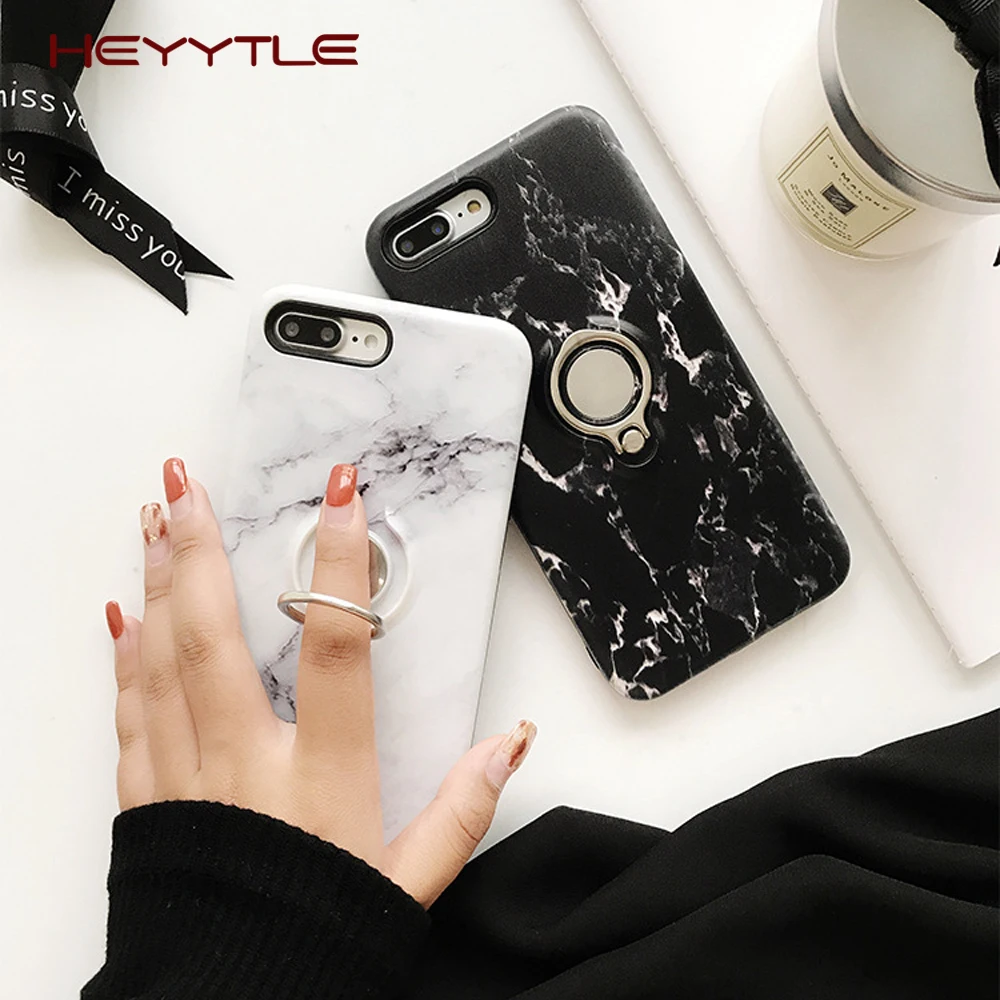 Мраморный чехол Heyytle для iphone 6s 6 7 8 Plus XS MAX XR X кольцевой держатель телефона s plus