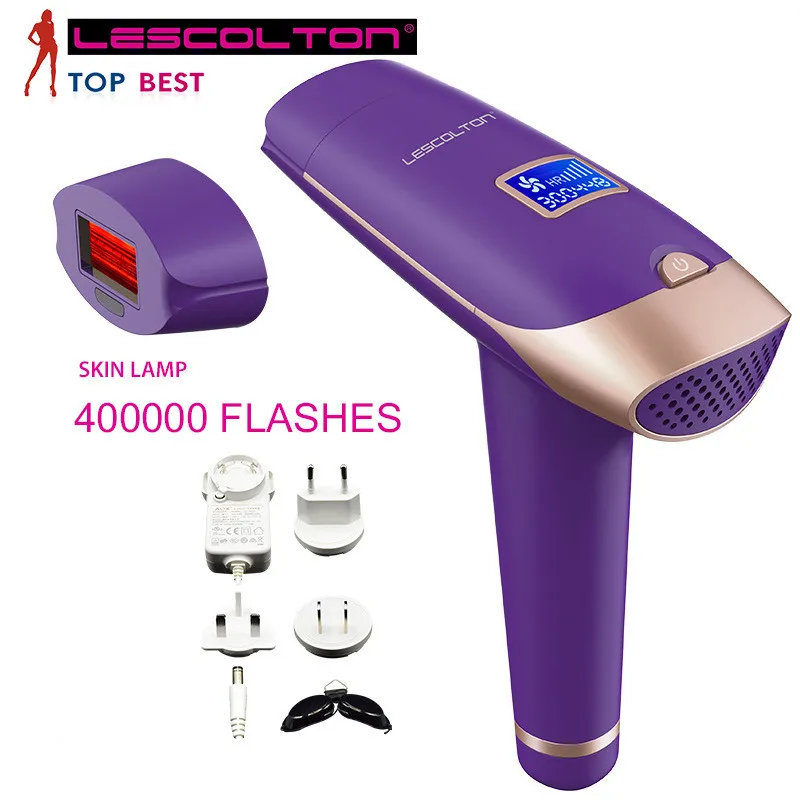 Lescolton IPL эпилятор, постоянное лазерное удаление волос, ЖК-дисплей, 700000 импульсов, лазерный триммер для бикини, фотоэпилятор - Цвет: Two lamp purple