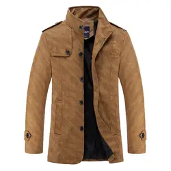 Новый Для мужчин Кожаные куртки мотоциклы Британский Бизнес Повседневное Мода Высокое качество Военная Униформа тактическая куртка PU Для