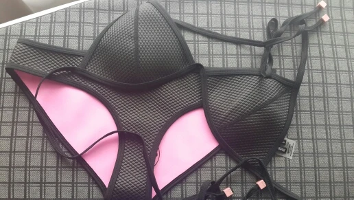 Неопреновый комплект бикини купальник-бикини треугольной формы купальник женский maillot de bain - Цвет: BLACK