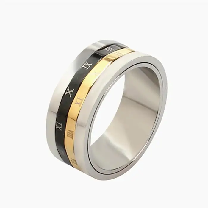 gear rome number rotating band spinner ring men in well polished stainless steel cool mens funny - Gear Wedding Ring gear rome number rotating band spinner ring men in well polished stainless steel cool mens funny - Gear Wedding Ring