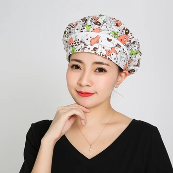

New Unisex Hospital Printed Surgical Caps 100% Cotton Doctor Nurse Medical Caps Lab Clinic Dental Scrub Caps Adjustable QH53