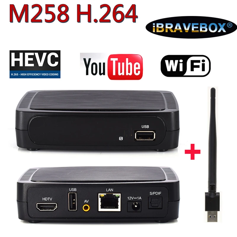 

iBRAVEBOX M258 H.264 Smart TV Box Iptv HEVC HD Set Top Box support usb wifi cccam cline for 1 year europe Satellite tv receiver