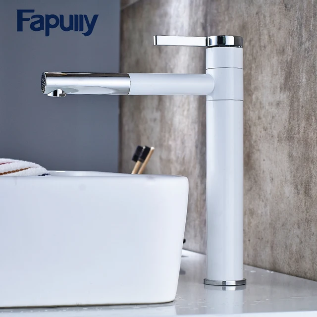 Fapully Bathroom Faucet Mixer Tap 360 Degree Rotate Type Basin Fapully Bathroom Faucet Mixer Tap 360 Degree Rotate Type Basin Single Hand White And Chrome