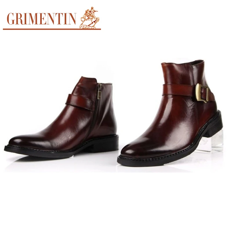 GRIMENTIN/брендовые Роскошные Мужские модельные ботинки из натуральной кожи; высококачественные ботильоны; Мужская обувь для деловых и свадебных торжеств