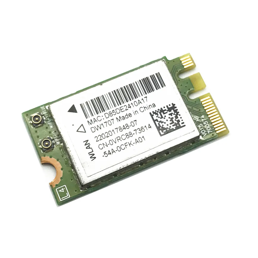 Фото 10 шт. Dell DW1707 QCNFA335 WLAN WiFi 802,11 b/g/n + Bluetooth-совместимая карта NGFF 4,0 VRC88 для 3340 E5250 3550 E7250 E7450 №1