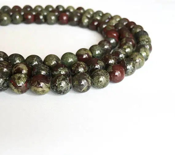 

One strand 100% Natural Dragon Bloodstone Beads 4MM 6 MM 8MM 10MM 12MM Round Semi Gem stone Jewelry Beads 15.5"/Strand