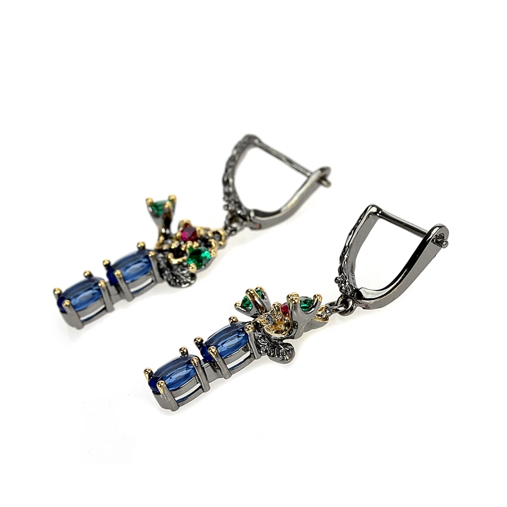 Blue crystal flower earrings (3)