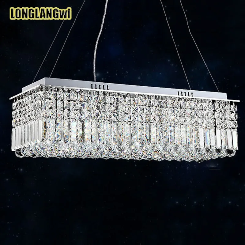 

Длинные прямоугольные хрустальные люстры, светильник, хрустальная люстра, Подвесная лампа для столовой, спальни, встречи