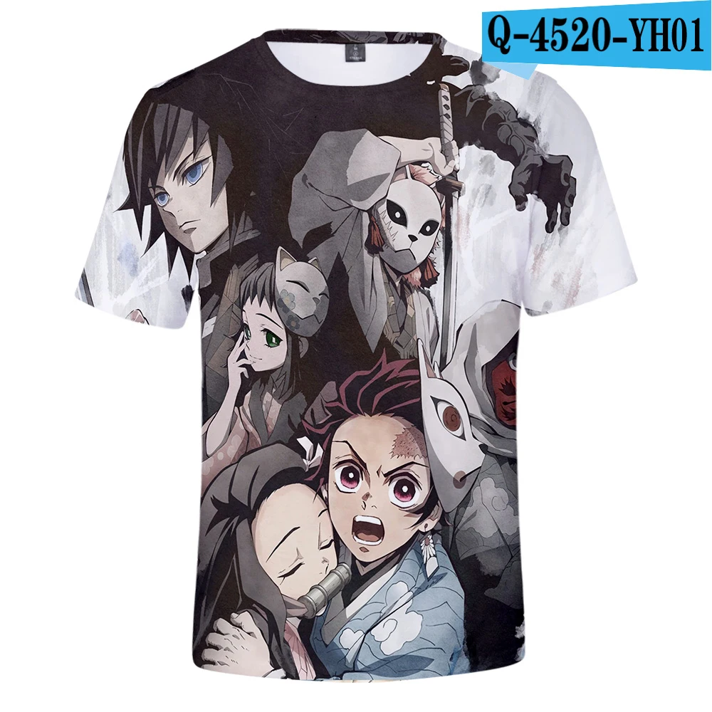 Для отдыха в стиле хип-хоп японская манга Demon Slayer: Kimetsu no Yaiba 3D футболки мужские/женские летние повседневные футболки одежда с короткими рукавами - Цвет: Бежевый