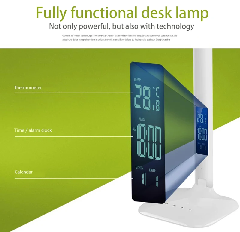 Conduziu a Lâmpada de Mesa com Display Lâmpada de Mesa Lâmpada de Leitura com Calendário Lâmpada de Escritório Portátil Relógio Flexível Moderno Pode Ser Escurecido Led 18 Cheap Luminária de mesa