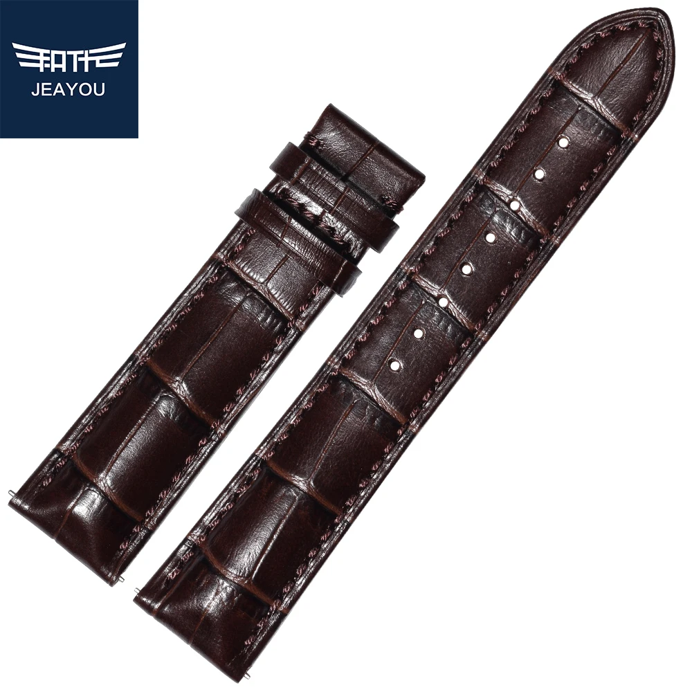 JEAYOU Top Grain Leather High Good Quality New Watch Strap Band For Men Tissot Longines Mido