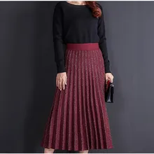 Модное Плиссированное Платье Яркого цвета юбка с высокой талией юбки