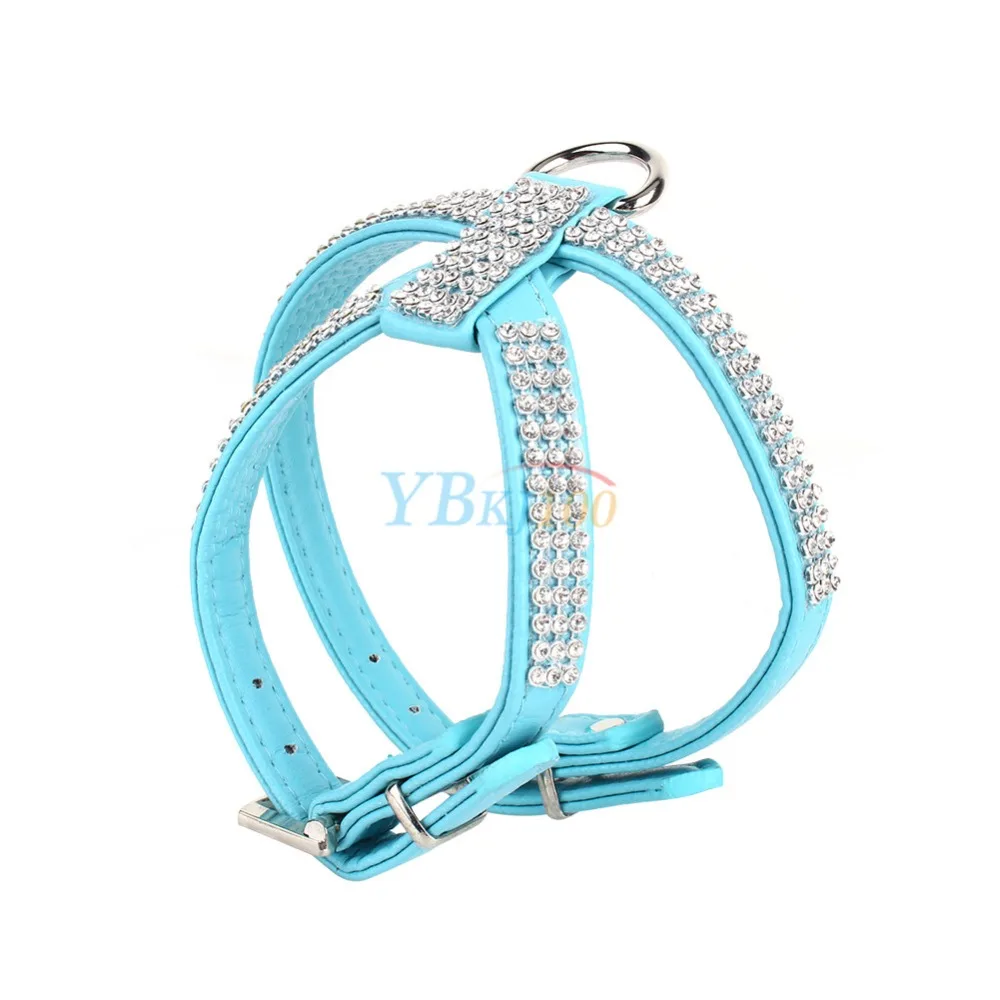

4 Colors Bling Bling Rhinestone PU Leather Pet Puppy Small Dog Collar Harness Chihuahua Care Dog Supplies XS S M L