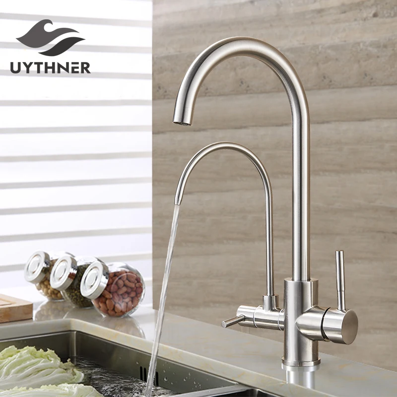 

Uythner Filter Kitchen Faucets Deck Mounted Mixer Tap 360 Rotation with Water Purification Features Mixer Tap Crane For Kitchen