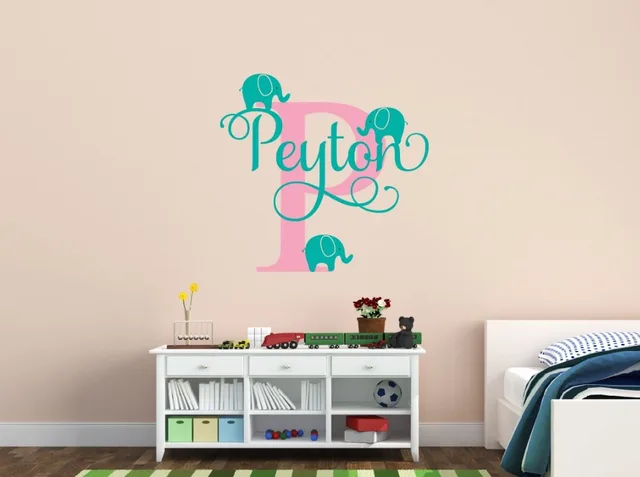 Customized Name Elephant Wall Decal For S Kids Baby Room Nursery Customized Name Elephant Wall Decal For S Kids Baby Room Nursery Wallpaper Removable Vinyl Sticker