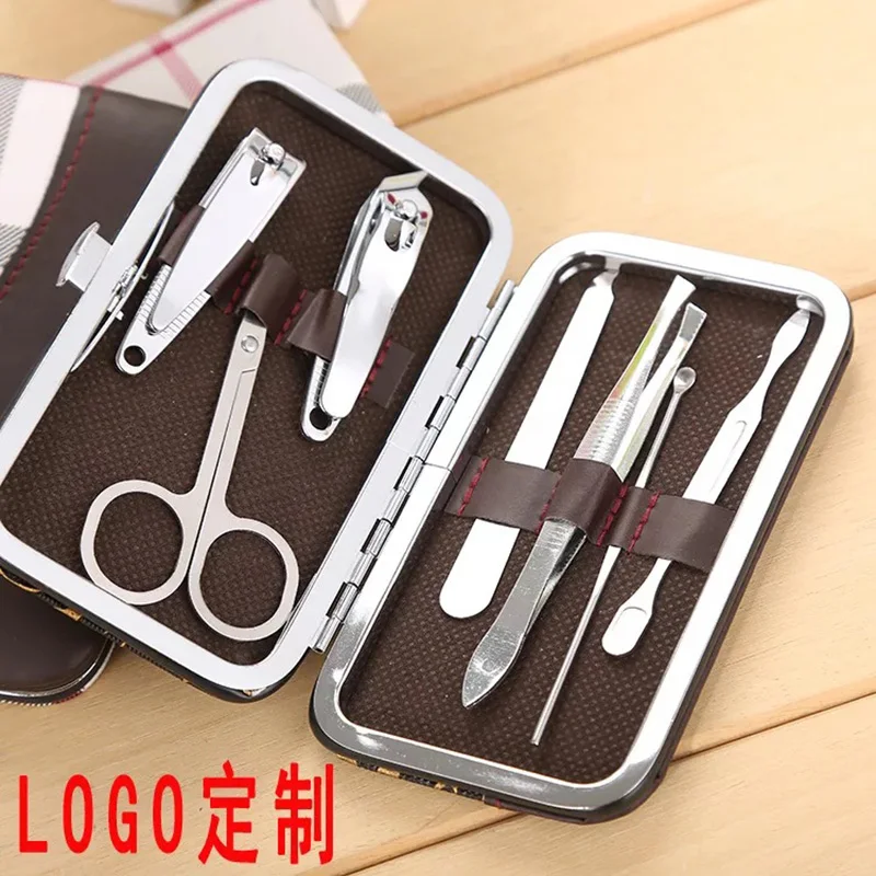

7 Pcs Black Stainless Steel Nail Clipper Cutter Trimmer Ear Pick Grooming Kit Manicure Pedicure Toe Nail Tools Set with Case