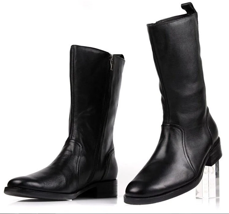 Negro Aire Calidad Hombre Genuino Libre Moda Zapatos De Alta Al Rodilla Para Casual Moto Invierno Botas Cuero ZFwprqFX