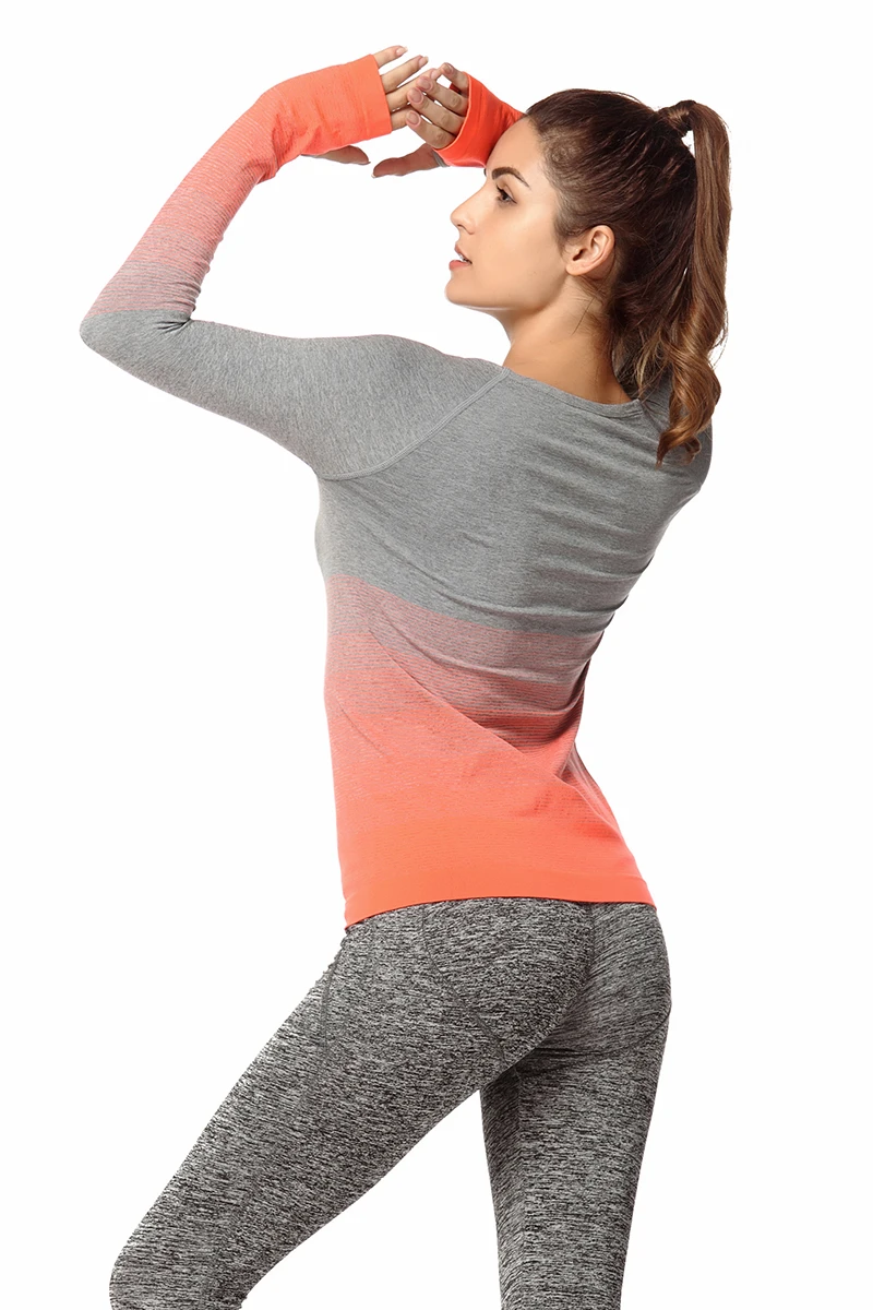 Pureyiyi дышащая Рубашки йоги Ropa deportiva футболка для Спортивная одежда тренажерный зал с длинным рукавом спортивная рубашка Для женщин