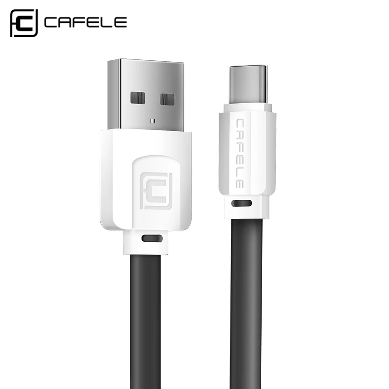 Caja protectora Cafele USB Cable de tipo C para Xiaomi 8 plana tipo-C Cable para Huawei P20 la transmisión rápida de datos cargador tipo C para Xiaomi 8 SE