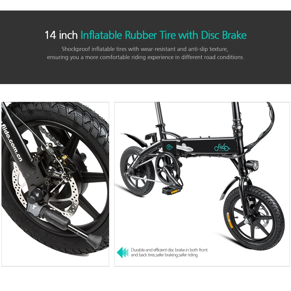 Cheap 2019 New Arrival Electric Bicycle 16 inch D2 Folding Moped Electric Bike Inflatable Rubber Tire with Disc Brake FIIDO System 19