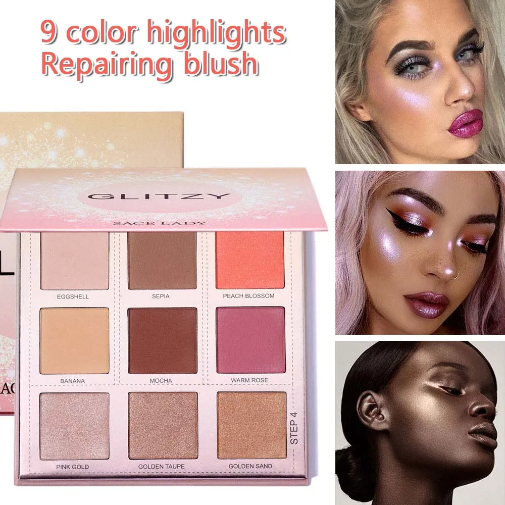 

FRESHME 9 Colors Glitter Eyeshadow Palette Illuminator Highlighter Makeup Contour Bronzer Shimmer Powder Pigment Cosmetic Beauty