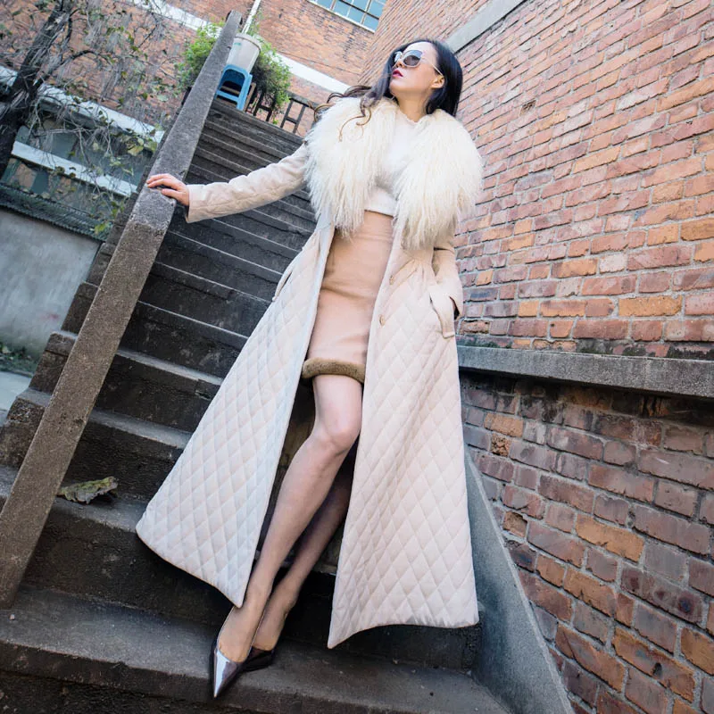 Женское зимнее длинное плотное пальто с меховым воротником, однобортное, тонкое, длинное, элегантное, с хлопковой подкладкой, теплые парки, пальто, пальто, S-2XL