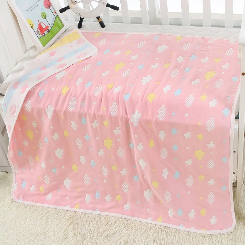 Детская ванночка Полотенца 6 слой хлопка пеленка Детская Детские одеяла постельные принадлежности новорожденных пеленать детей хлопчатобумажная накидка Стёганое одеяло 80*80 см - Цвет: Pink Cloud