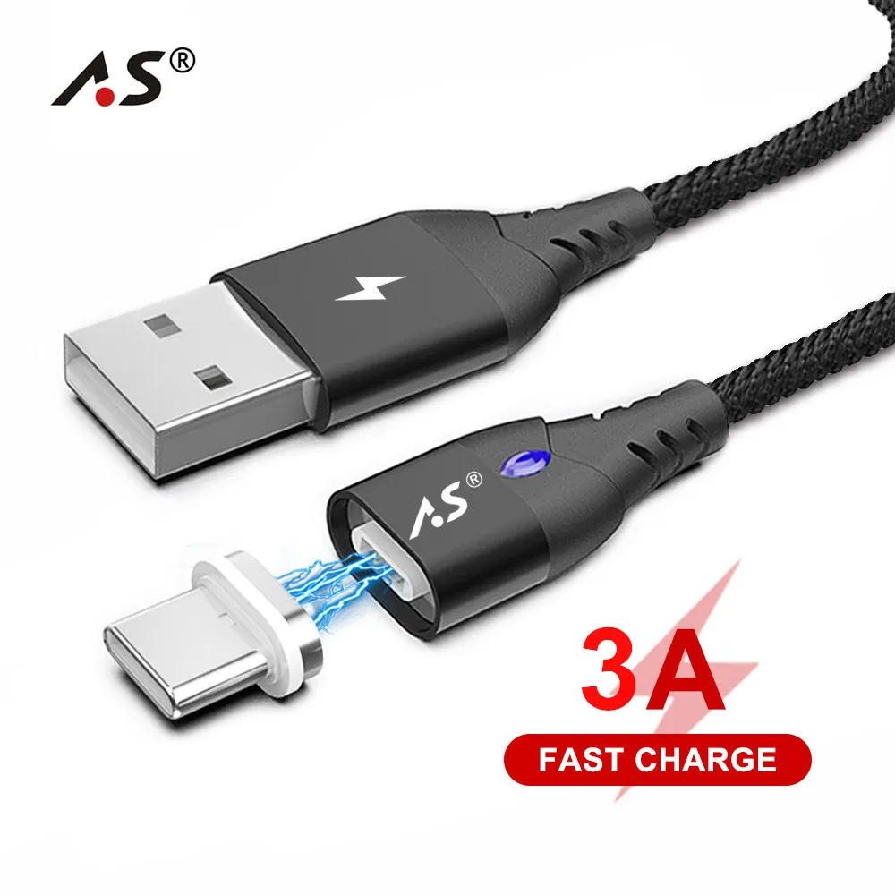 

A.S Magnetic USB C Cable Fast Charging Phone Type-C Magnet Charger Adapter for Huawei Xiaomi A2 Mi5 Samsung Galaxy S9 Data Cord