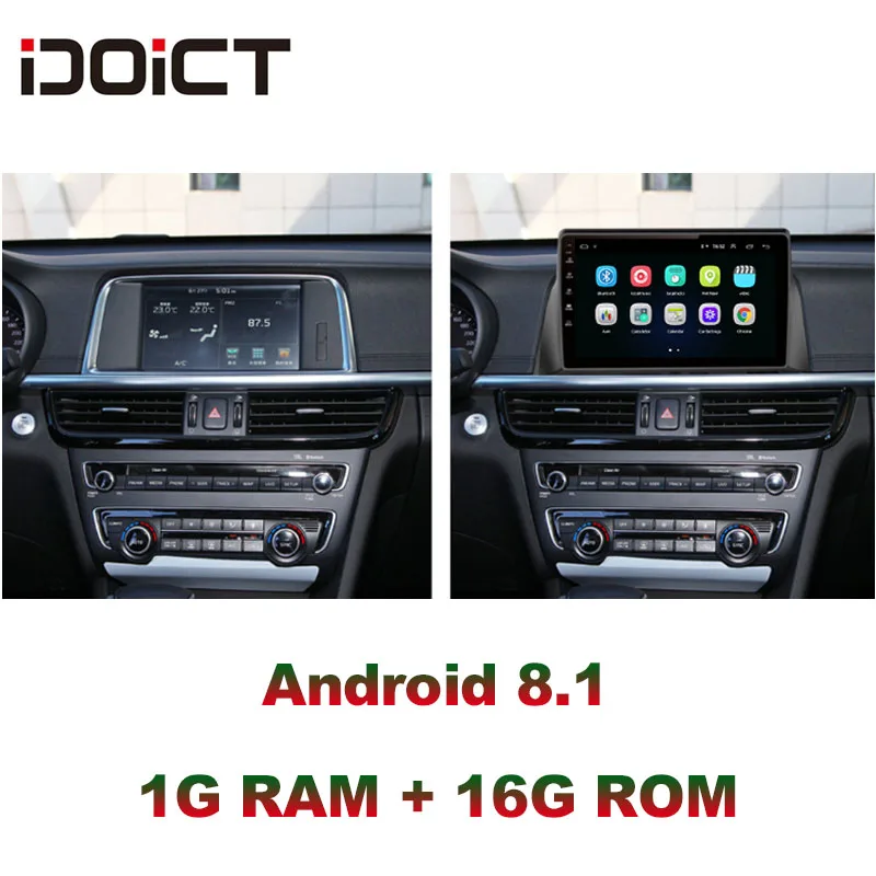 Flash Deal IDOICT  Android 8.1 Car DVD Player GPS Navigation Multimedia For KIA optima K5 radio 2016 2017 car stereo bluetooth 5